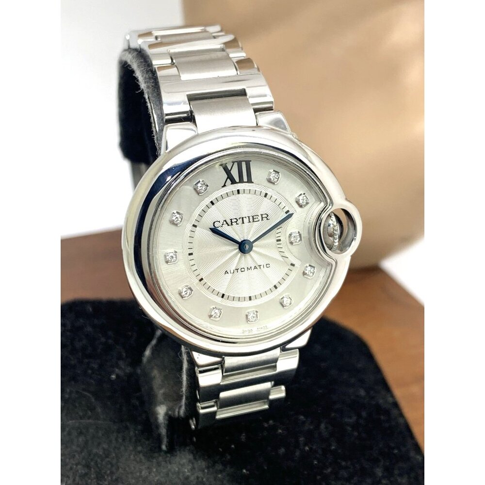 Cartier Ballon Bleu Women's Watch 3489 Swiss Automatic Diamond Dial Steel 33mm - Picture 13 of 14